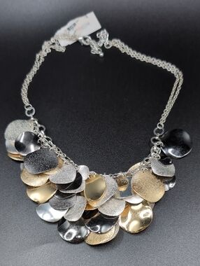 Style & Co. Elegant Gold and Silver Glitzy Statement Necklace NWT